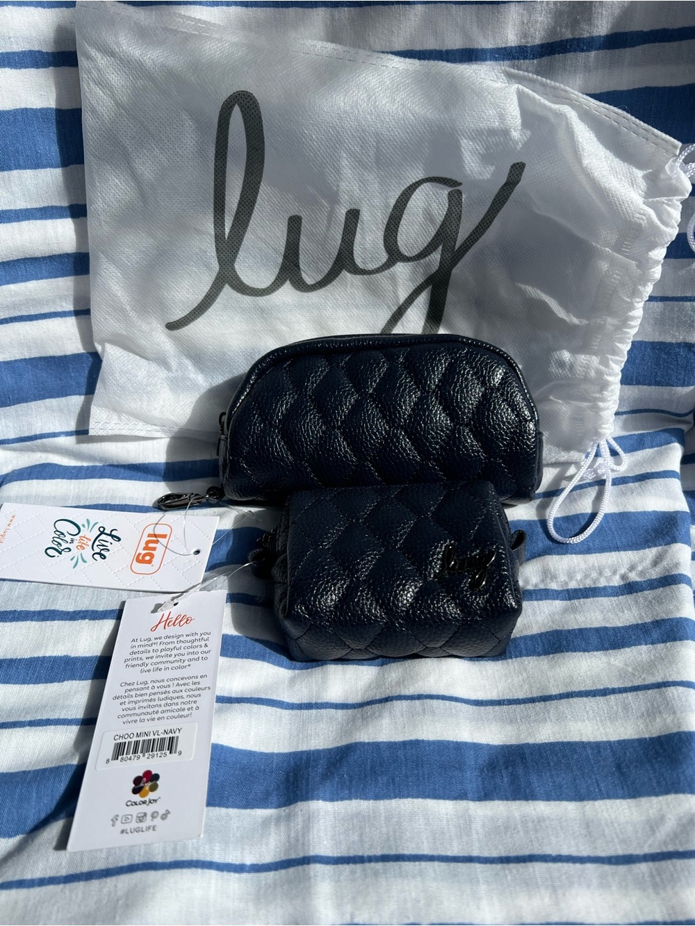lug Bobsled Eyeglass case & Choo Choo pill case Due in VL Navy NWT